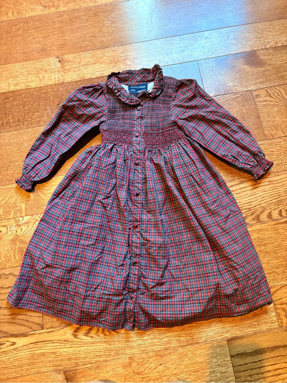 Ralph Lauren Smocked Plaid Holiday Dress- Size 24 Months